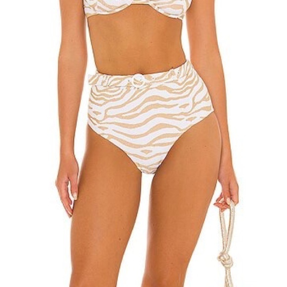 Solid & Striped Jozy Bikini Bottom in Metallic Gold sz S